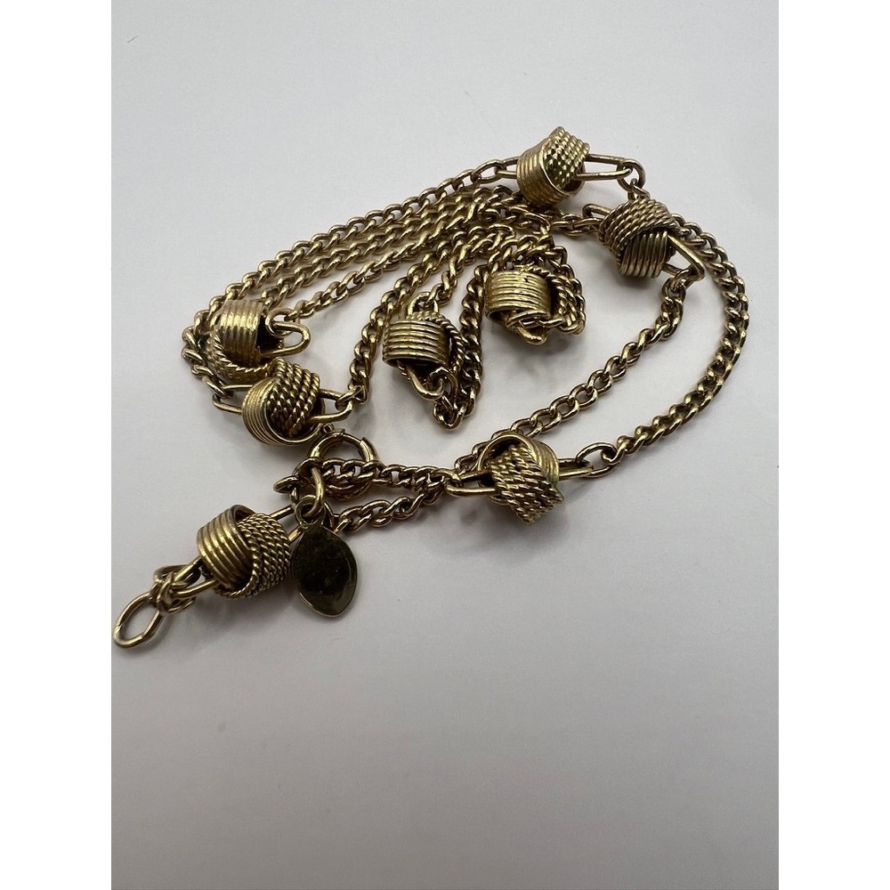 Vintage Avon Necklace Gold Office Modernist Chain 16" Textured Rope Knot